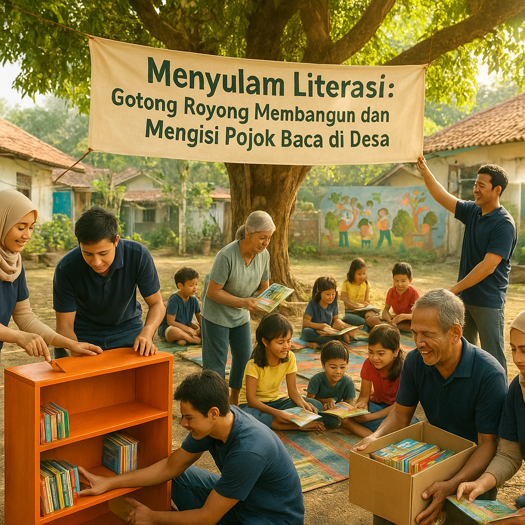 Menyulam Literasi: Gotong Royong Membangun dan Mengisi Pojok Baca di Desa