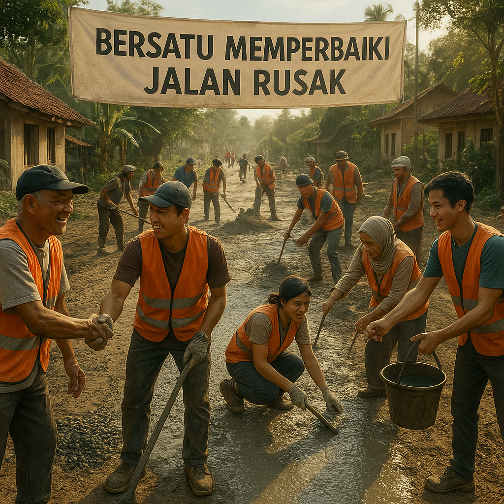 Bersatu Memperbaiki Jalan Rusak: Aksi Swadaya Warga Perbaiki Infrastruktur Kampung