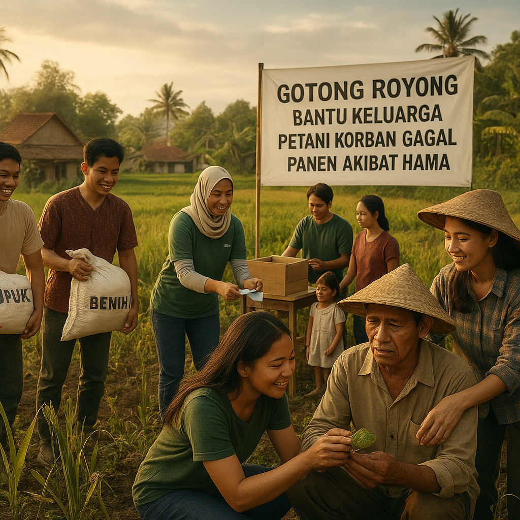 Gotong Royong Bantu Keluarga Petani Korban Gagal Panen Akibat Hama
