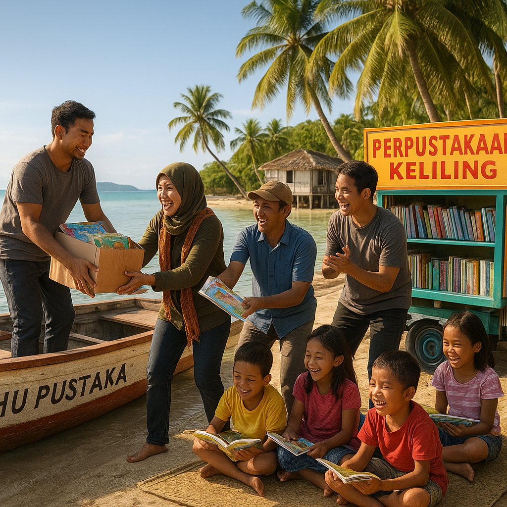 Perahu Seberang dan Perpustakaan Keliling: Kolaborasi Antar-Komunitas untuk Anak Kepulauan