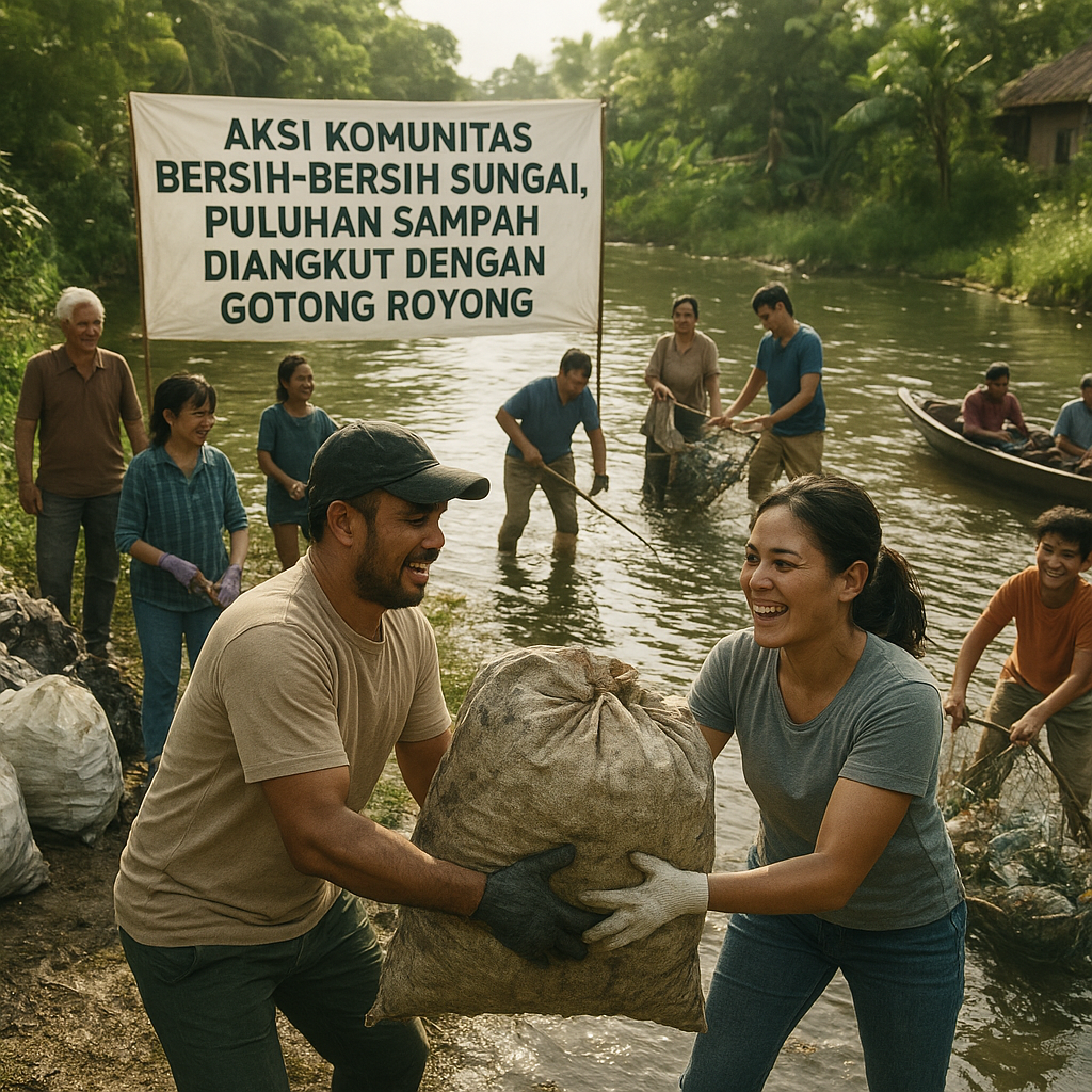 Aksi Komunitas Bersih-bersih Sungai, Puluhan Sampah Diangkut dengan Gotong Royong