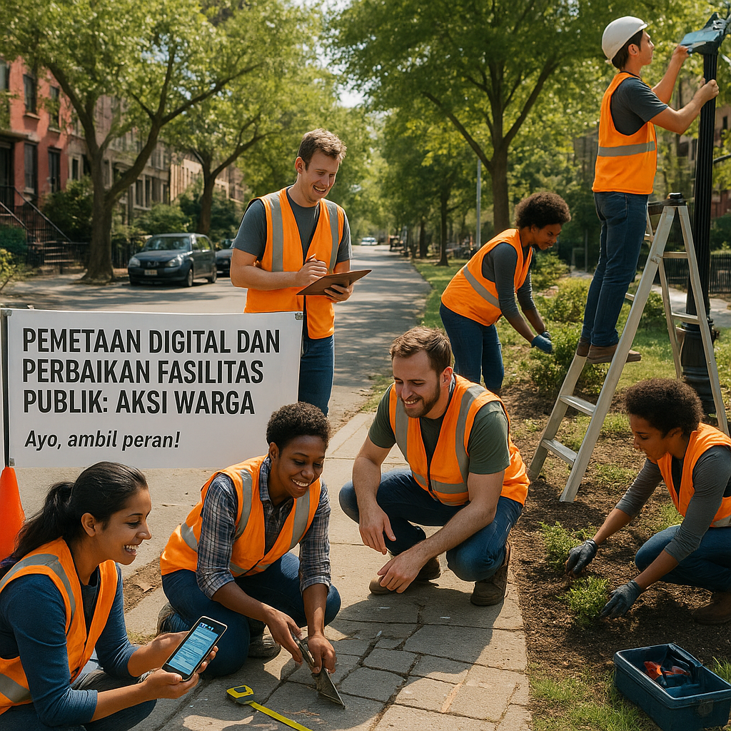 Pemetaan Digital dan Perbaikan Fasilitas Publik: Aksi Warga Perbaiki Trotoar, Penerangan, dan Taman