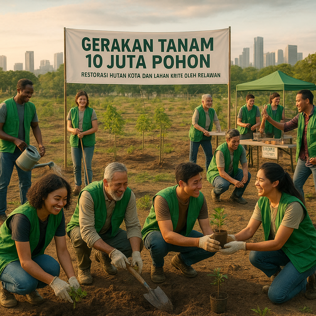 Gerakan Tanam 10 Juta Pohon: Restorasi Hutan Kota dan Lahan Kritis oleh Relawan